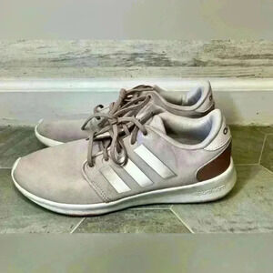 Adidas Blush Pink & Rose Gold Cloudfoam QT Racer Sneakers, Women’s 6.5